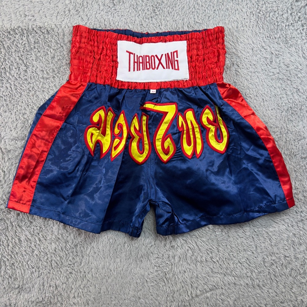 Thai Boxing Muay Thai Shorts Blue Red Satin Mens Medium Combat Sports Training